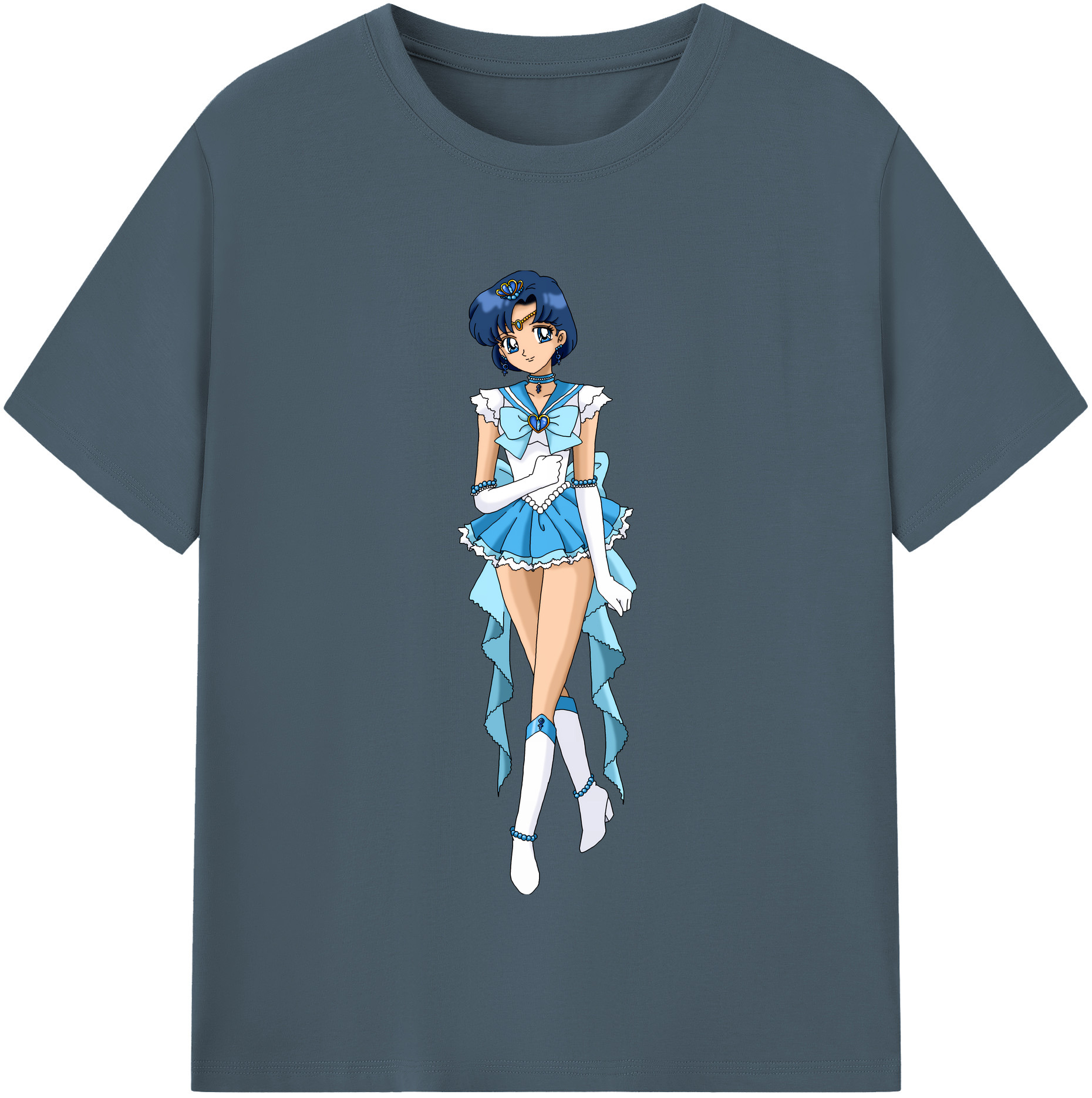（画像用） 美少女戦士セーラームーン 水野 亜美 みずの あみ Sailor Moon Mizuno Ami 綿100％半袖Tシャツ（フロントプリント）